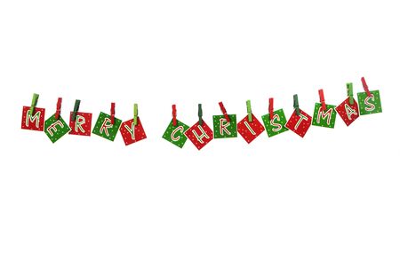 Decoration for Christmas with hanging letters and some candiesの写真素材