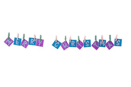 Decoration for Christmas with hanging letters and some candiesの写真素材