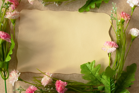 Frame with colorful flower decorationの写真素材