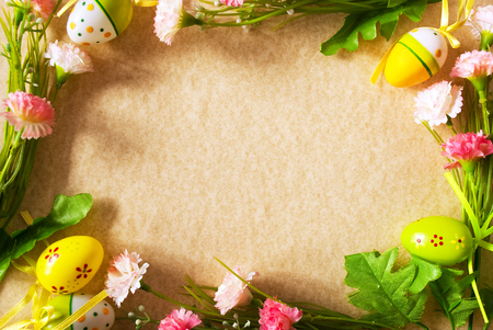 Frame with colorful flower decorationの写真素材