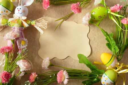 Frame with colorful flower decorationの写真素材