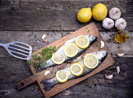 The raw trout prepared for bakingの写真素材
