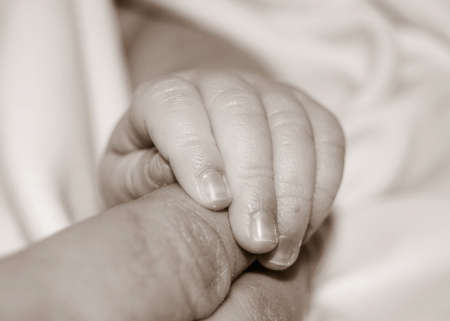 Mother and New baby's hands
