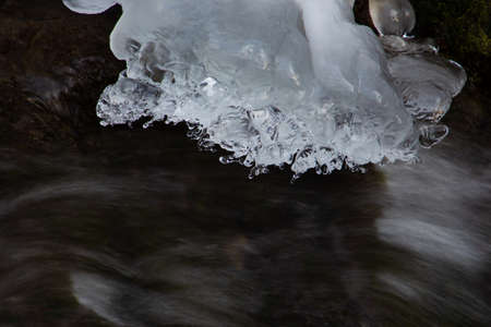 Flowing water under melting ice, concept of global warming