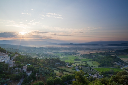 Gordes valley during sunriseの写真素材