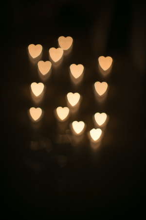 heart shaped candle lightsの写真素材
