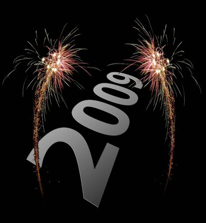 image of an explosion of a firework during the celebration of the new year 2009の写真素材