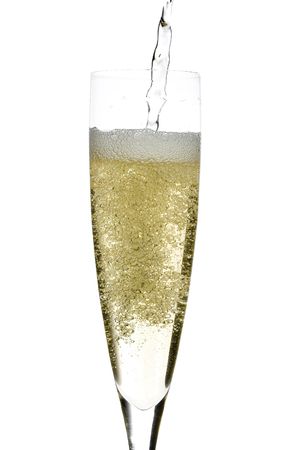 close up of an isolated glass cup of champagneの写真素材