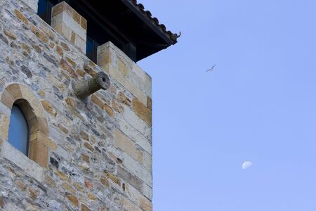 wall of an old castle wich is used now as a restaurant in the city of Portugalete, Spainの写真素材