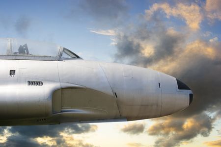 vintage historic old war aircraft in a backgroundの写真素材