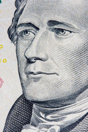 close up of a bank note of ten north american dollarsの写真素材