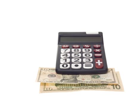 a dark calculator machine with big numbers and  buttonsの写真素材