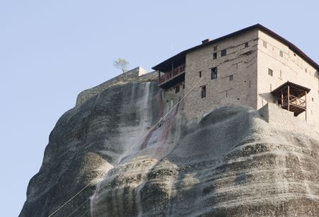 view of the meteora monasteries monuments travel destination in greeceの写真素材