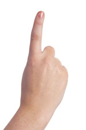 sign with the hand and fingers isolated over a withe backgroundの写真素材