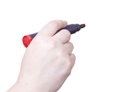 hand writting with a pen isolated on withe background