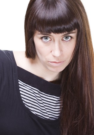 a portrait of a real beautiful young surprised girlの写真素材