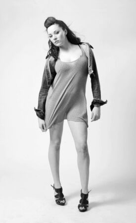 attractive young girl posing in a fashion shootingの写真素材