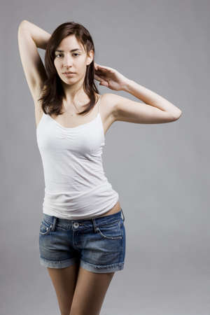 real girl in natural poses during a shootingの写真素材