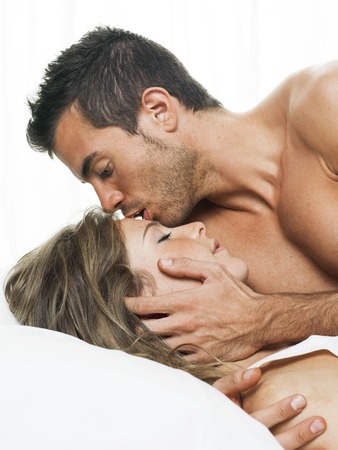 tender scene of an attractive couple in love