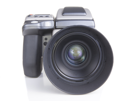 close up of a professional medium format camera and digital backの写真素材