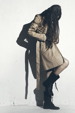 image of fashion woman wearing cool designer clothingの写真素材