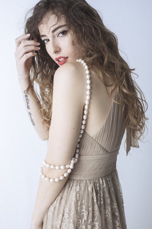 image of fashion woman wearing cool designer clothingの写真素材