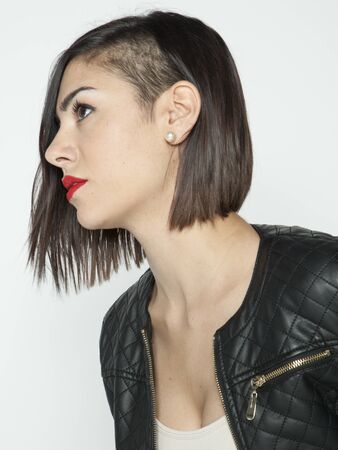 real girl in natural poses during a shootingの写真素材