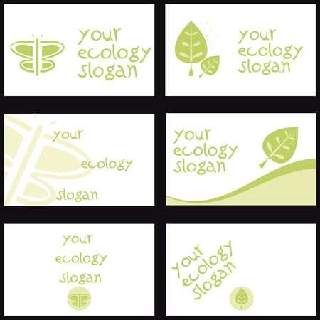 Set of six cards with a specific topic / Ecologyのイラスト素材