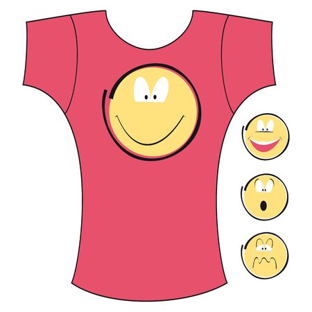 Sweater with a big smiley face and other faces with different expressionのイラスト素材