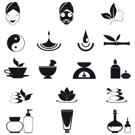Wellness, spa and nature icons isolated on whiteのイラスト素材