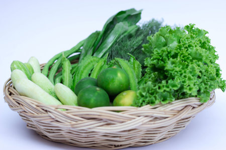 Wooden crate of farm fresh vegetablesの写真素材