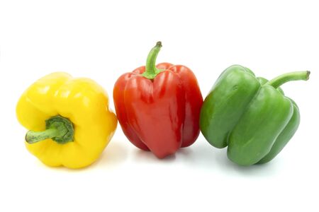 three peppers isolated on white backgroundの写真素材