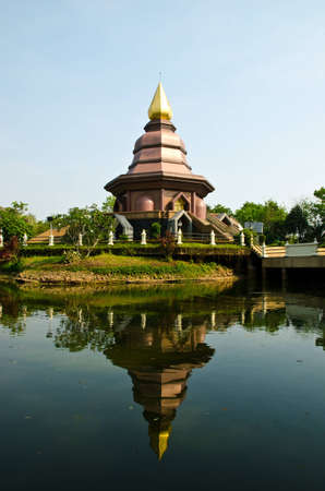 Beautiful reflect view of old temple, East of thailand の写真素材
