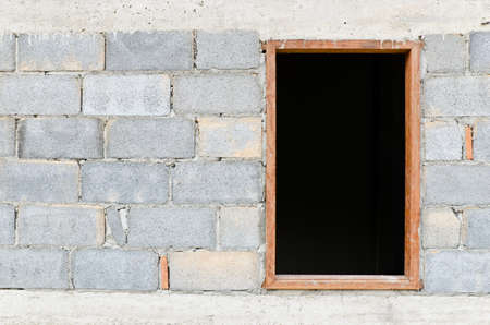 Window frame on new wallの写真素材