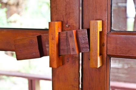 Hardwood door lockerの写真素材