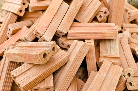 Stack of new red bricks