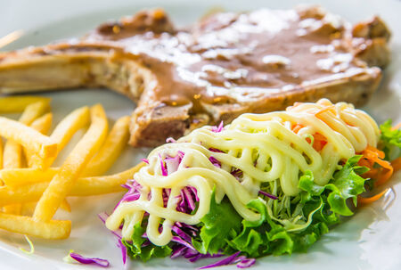 Closeup image of steak dishの写真素材