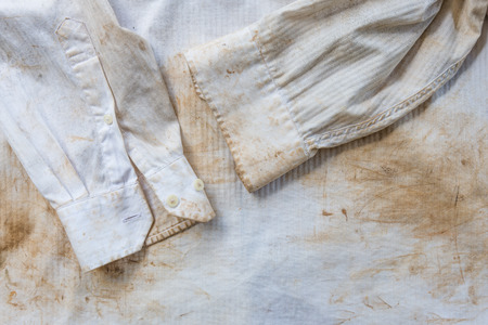 Very dirty and rusty white shirt close up for backgroundの写真素材