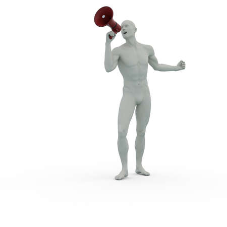 3D Render : Portrait of silver metal texture male character acting, posing his body with common daily gestureの写真素材