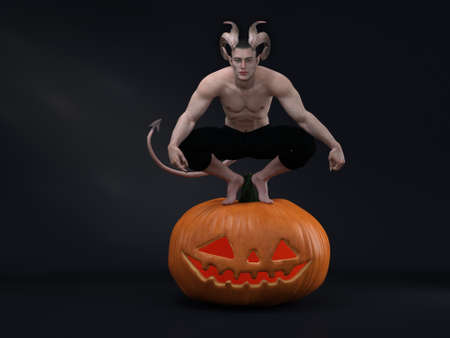 3D Render : Male Devil character, horror creature character for halloweenの写真素材