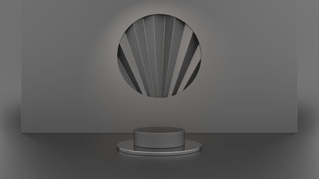 3D Render : Scene with 3D Abstract geometry shape background. podium platform mock up scene for display  product or object.の写真素材