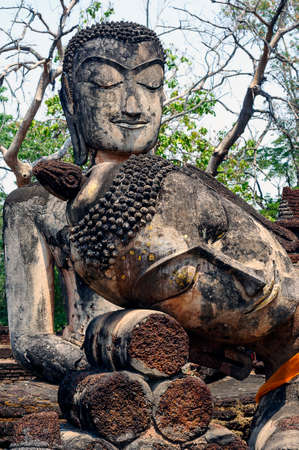 Buddha images in Kamphaeng Phet Historical Park, Thailandの写真素材