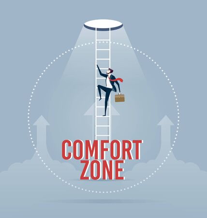 Businessman trying to break out of his comfort zone to success - Business concept vectorのイラスト素材