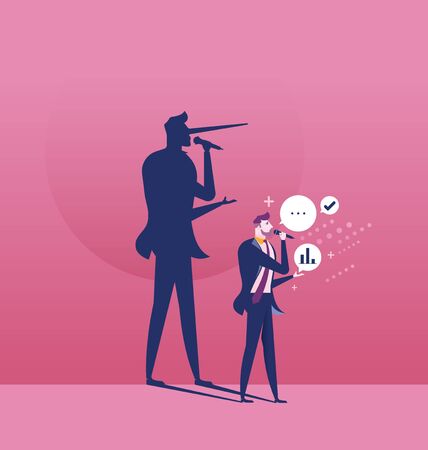 The Liar Concept, businessman with long nose shadow - Business concept vectorのイラスト素材