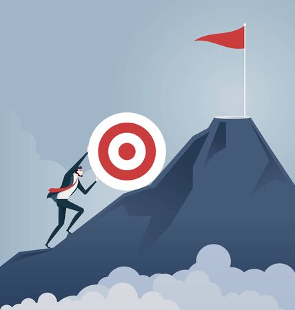 Pushing the goal to the top. Business concept vectorのイラスト素材