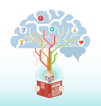 vector illustration of a person reading a bookのイラスト素材