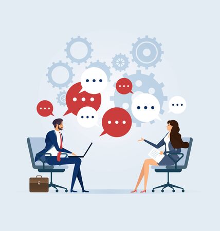 Business meeting with speech bubbleのイラスト素材