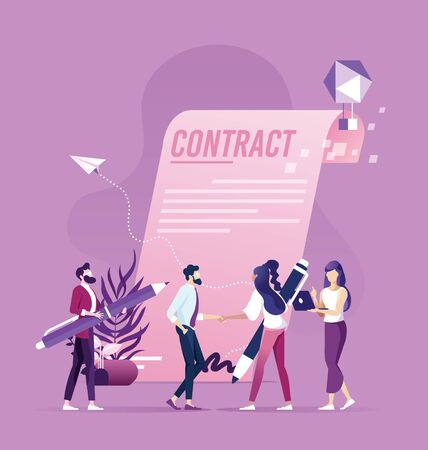 Businessman woman handshake after sign up contract successful transaction conceptのイラスト素材