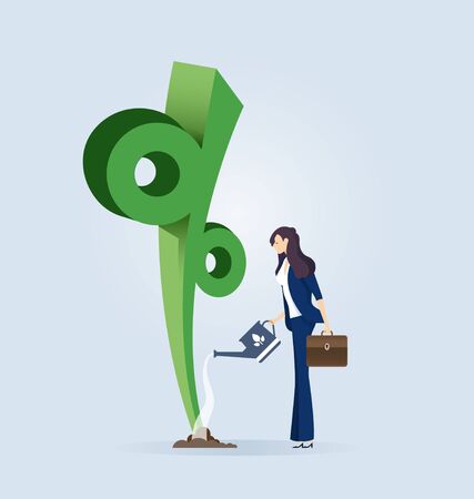 Businesswoman growing percent signのイラスト素材