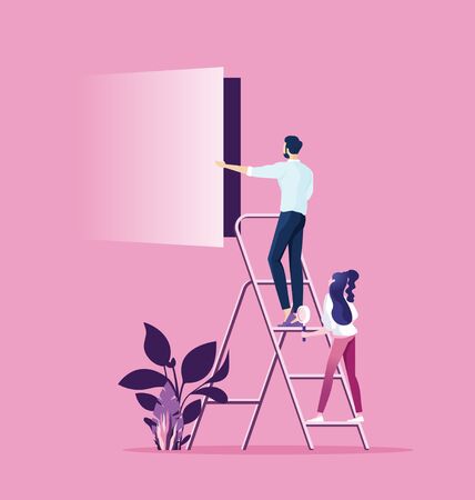 Businessman trying to find way outのイラスト素材